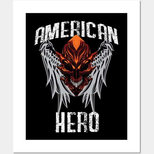 American Hero T-Shirt Wall Art by Tzone